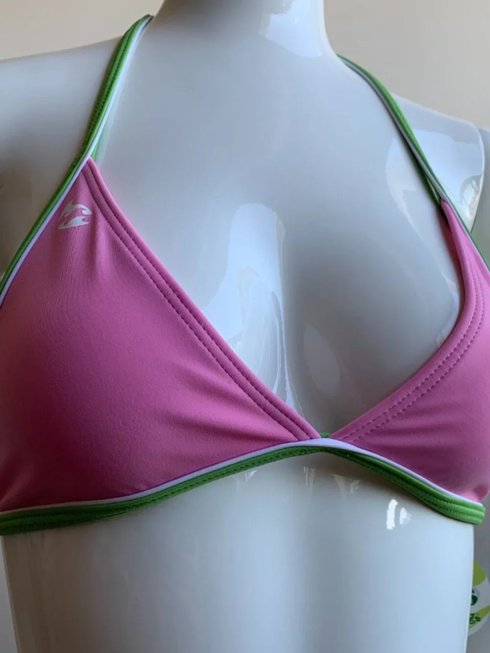 Billabong Girls swimwear pink & green triangle top logo bikini Billi Girls
